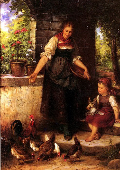 Epp Rudolf Feeding The Chickens, German artists