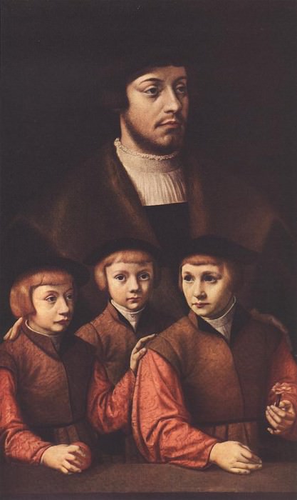 БРУИН, Бартель – Портрет мужчины с тремя сыновьями, Немецкие художники