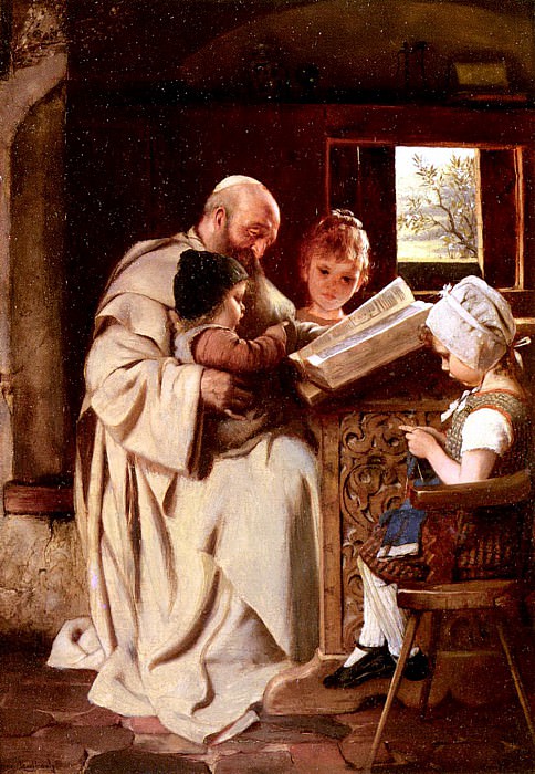 Kaulbach Hermann Reading The Bible, German artists