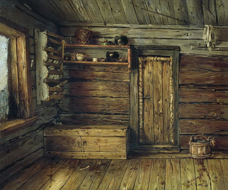 Interior view of the hut, Vasily Maksimov