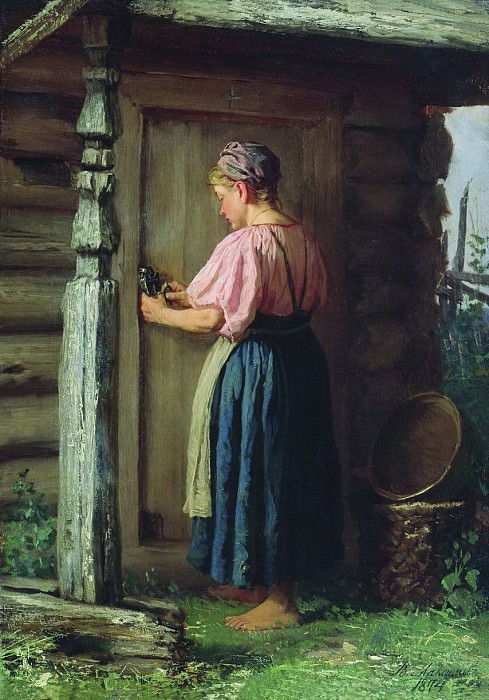 Girl at the barn, Vasily Maksimov