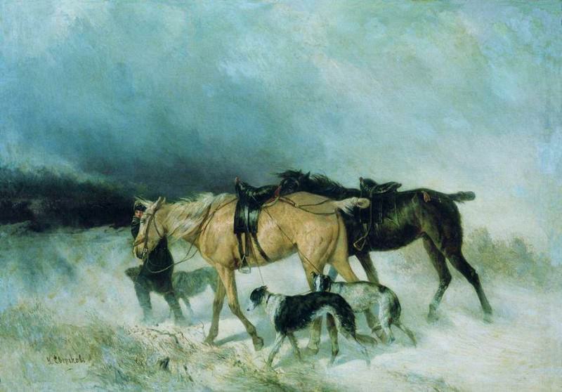 Horses and greyhounds, Nikolay Sverchkov