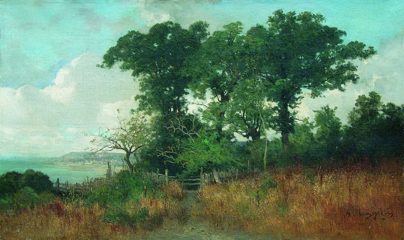 Near the sea. Landscape with hedge, Arseny Meshersky