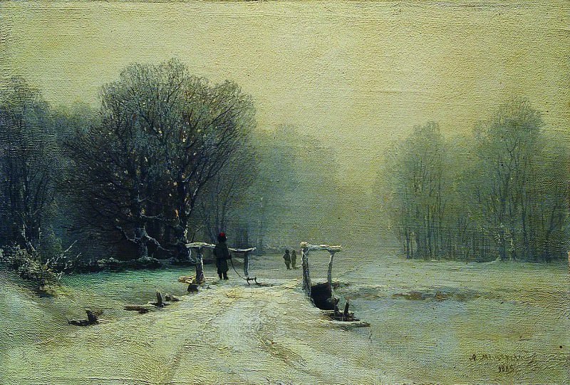 Winter landscape with bridge, Arseny Meshersky
