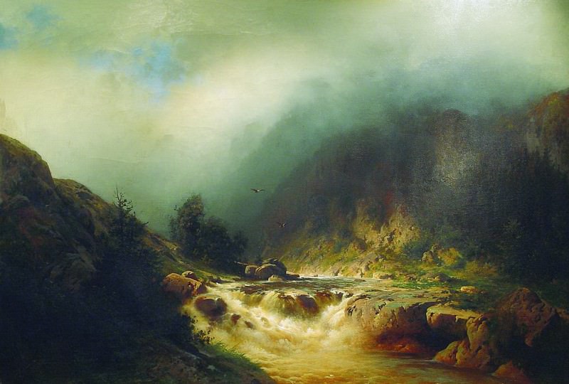 River in Swiss mountains, Arseny Meshersky