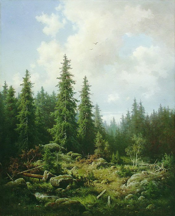Landscape with firs, Arseny Meshersky