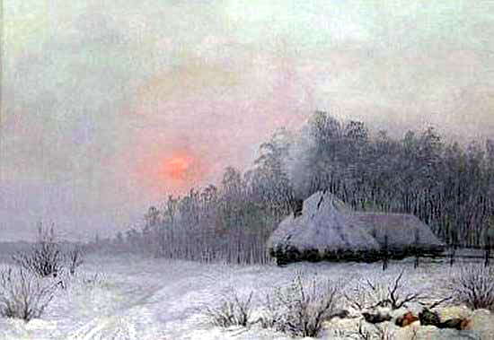 Winter landscape with farm near forest, Gavriil Kondratenko