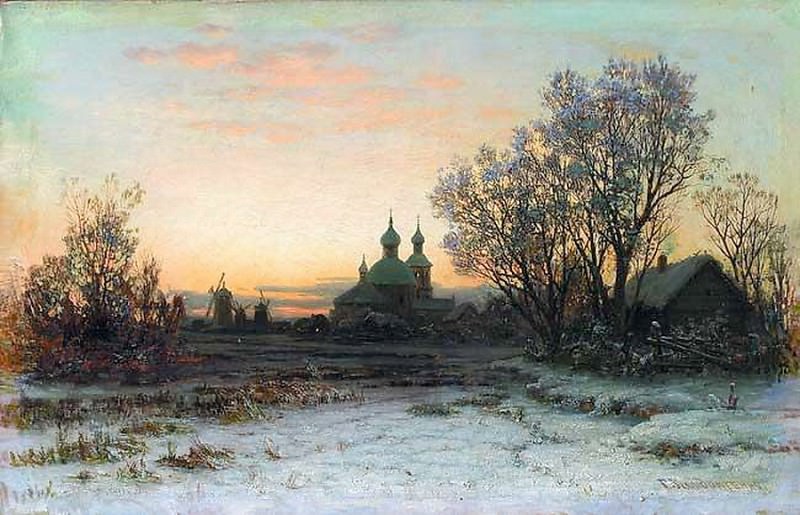 Зимний пейзаж с церковью, Гавриил Павлович Кондратенко