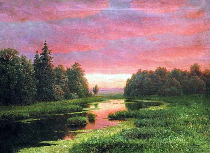 Sunset over the river, Gavriil Kondratenko