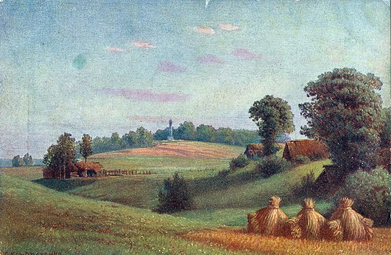 View of monument on Borodino field, Gavriil Kondratenko