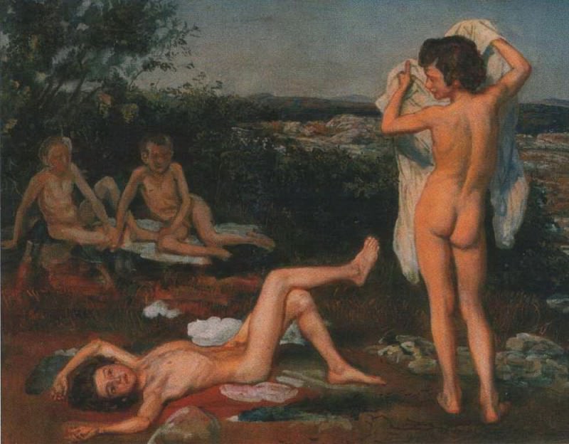 Four Naked Boys, study for 