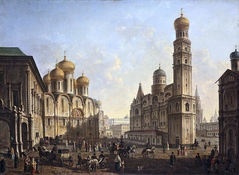 Cathedral Square in the Moscow Kremlin. The beginning of the 19th century