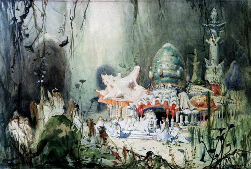 Sketch for the set of the opera Russalka by Aleksandr Sergeyvich Dargomyzhsky , Viktor Vasnetsov
