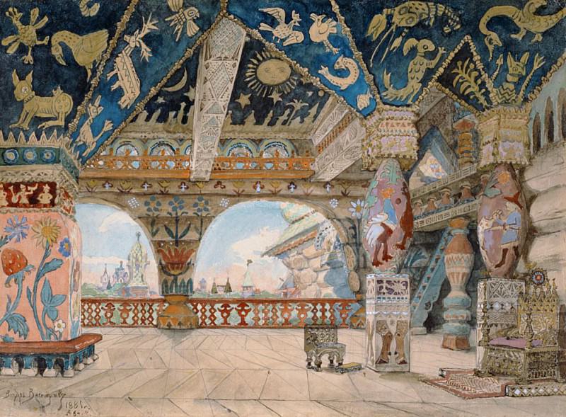 Stage design for Nikolai Rimsky-Korsakovs opera The Snow Maiden