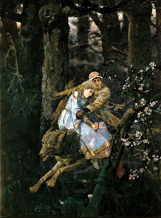 Ivan Tsarevich riding the Grey Wolf, Viktor Vasnetsov