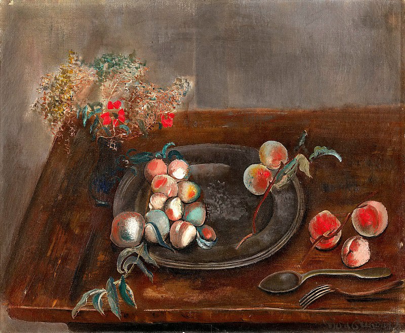 Still life with fruit and flowers on a table, Boris Grigoriev