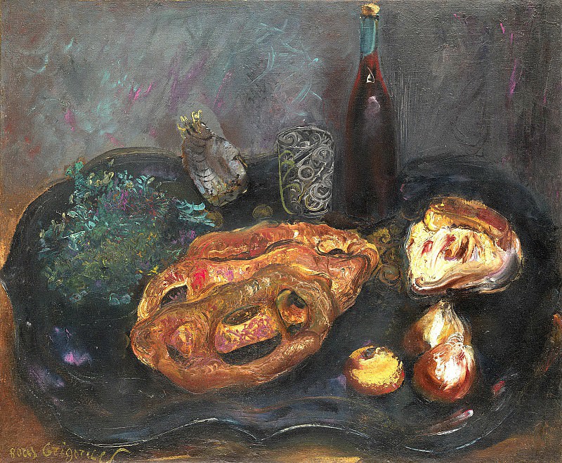 Still life with bread and onions, Boris Grigoriev
