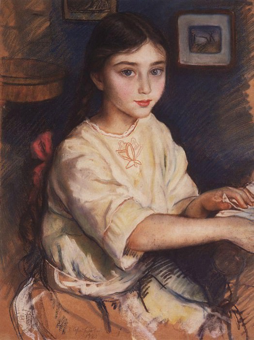 Portrait of O. I. Rybakova in childhood, Zinaida Serebryakova
