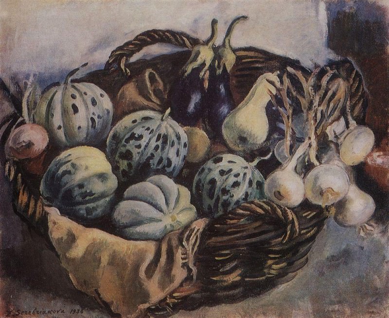 Basket of melons and squash, Zinaida Serebryakova