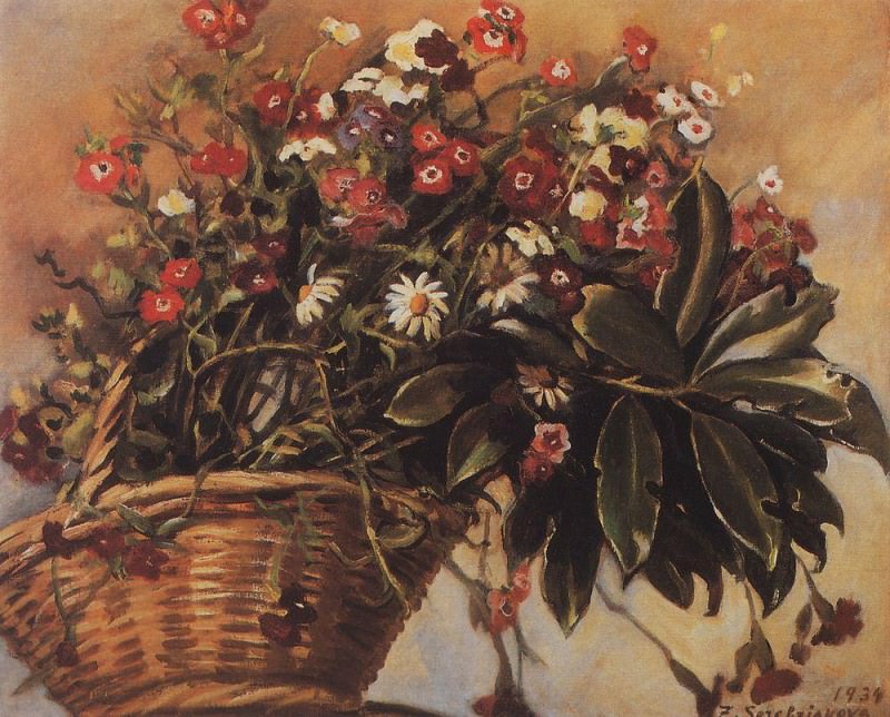 Корзина с цветами, Зинаида Евгеньевна Серебрякова