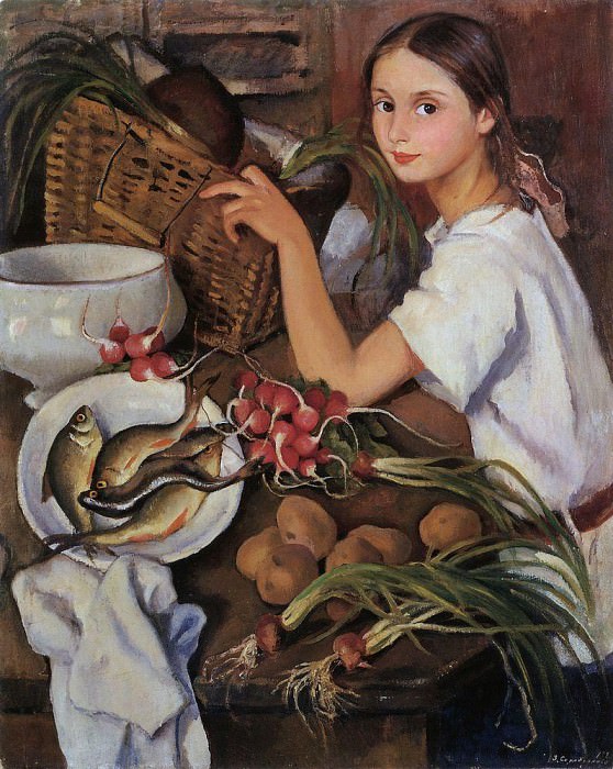 Tata with vegetables, Zinaida Serebryakova
