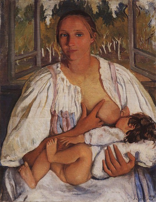 The nurse with a baby, Zinaida Serebryakova