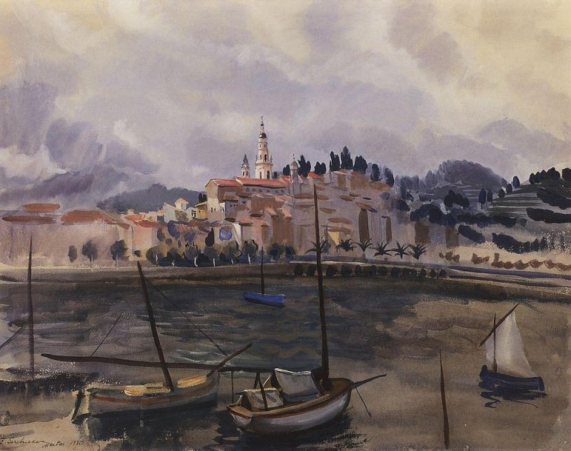 Menton. View from the harbor of the city, Zinaida Serebryakova