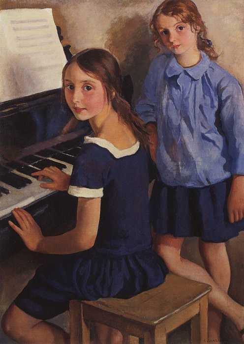 The girls at the piano, Zinaida Serebryakova