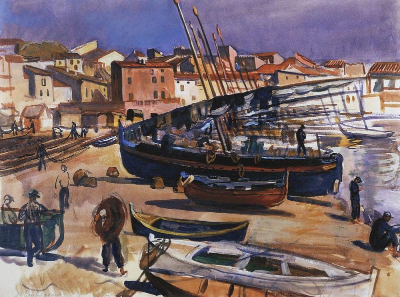 Collioure. Port with boats, Zinaida Serebryakova