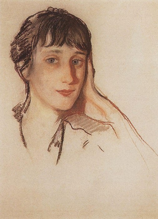 Portrait of A. A Akhmatova, Zinaida Serebryakova