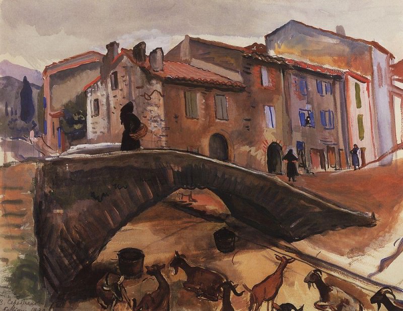 Collioure. The bridge with goats, Zinaida Serebryakova