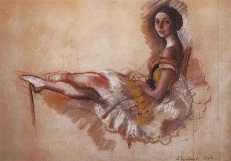 The resting ballerina. Portrait of a ballerina M. S. Dobrolyubova, Zinaida Serebryakova