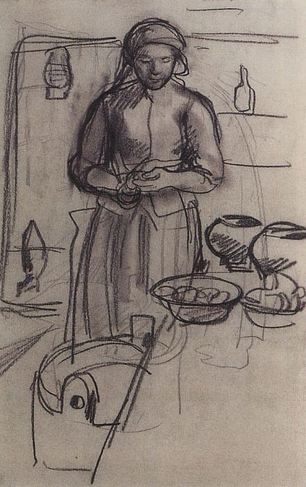 The peasant woman in the kitchen, Zinaida Serebryakova