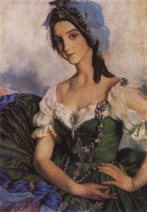 Portrait of A. D. Danilova in theatrical costume, Zinaida Serebryakova