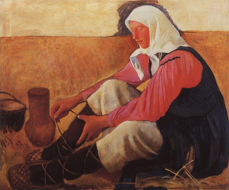 Обувающаяся крестьянка, Зинаида Евгеньевна Серебрякова