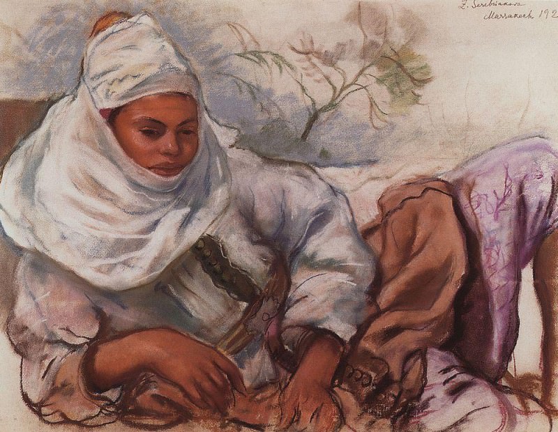 A young woman in a white headdress, Zinaida Serebryakova