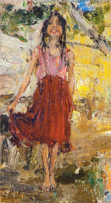 Trembling girl. Study for the painting Pouring , Nikolay Feshin