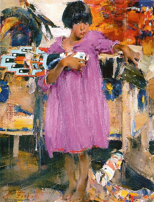 Girl in a purple dress , Nikolay Feshin
