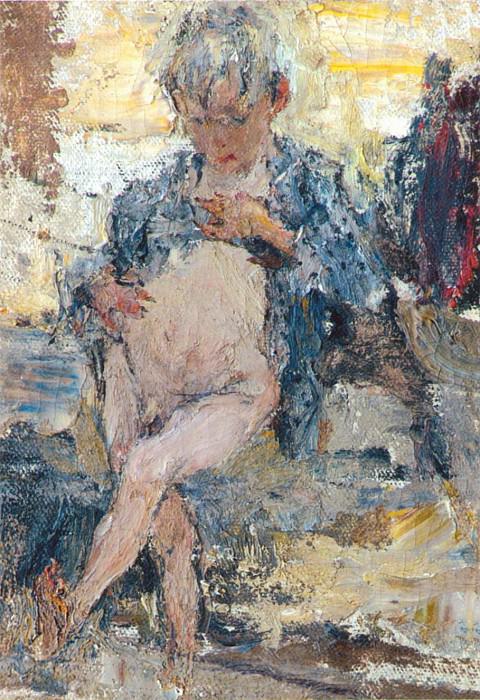 A boy with a bare stomach. Study for the painting Pouring , Nikolay Feshin