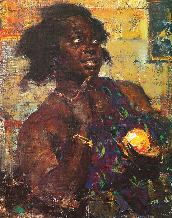 Black Woman with an Orange , Nikolay Feshin