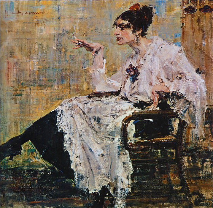Woman with a Cigarette , Nikolay Feshin