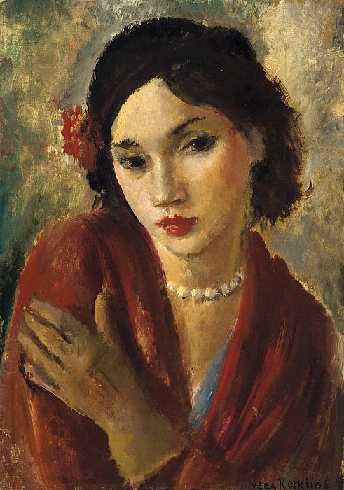 An elegant lady with a pearl necklace, Vera Rockline