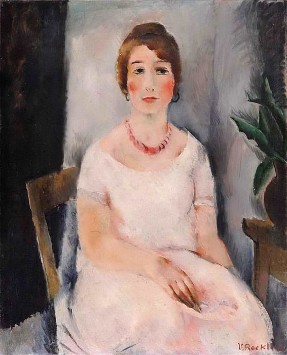Portrait of a Woman in a Pink Dress, Vera Rockline