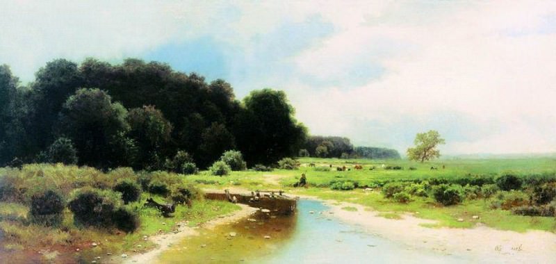 Летний пейзаж с рекой, Лев Каменев
