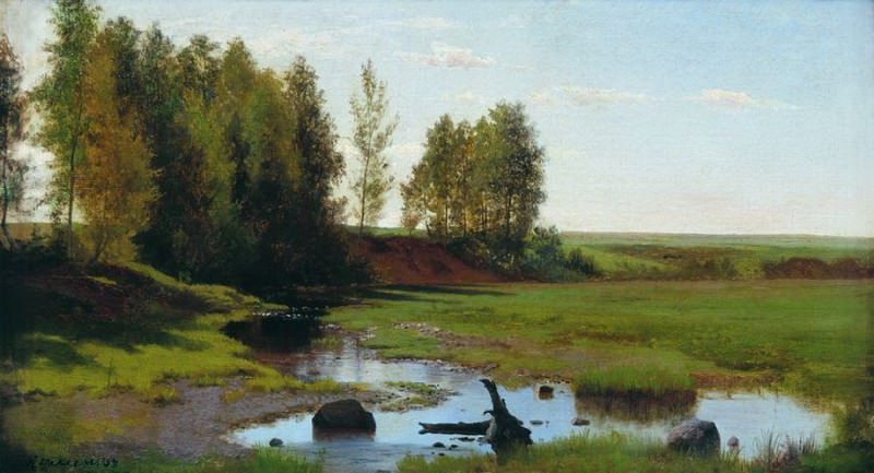 Летний пейзаж с ручьем, Лев Каменев