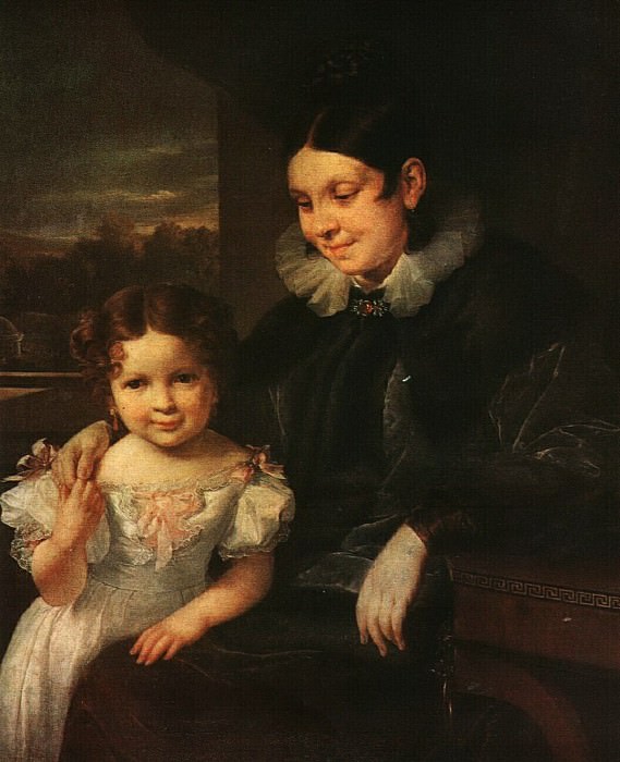 Portrait of V. I. Ershova with her daughter, Vasily Tropinin