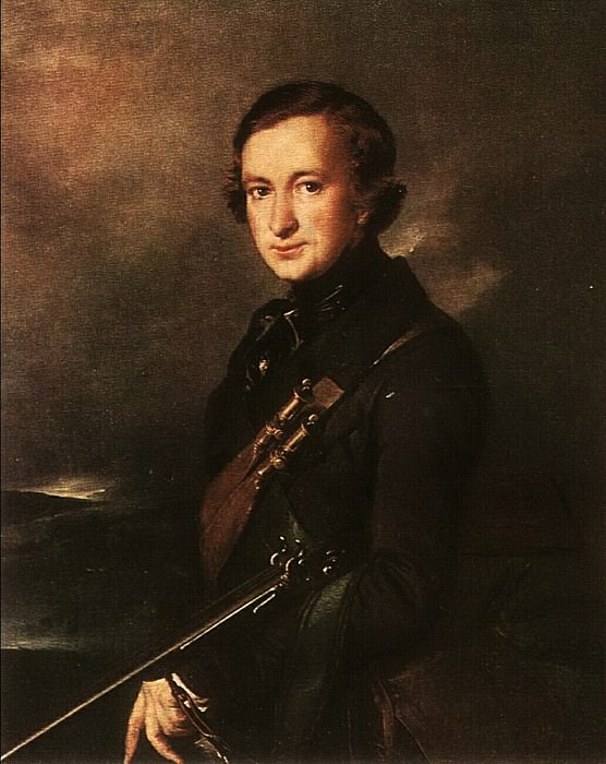 Portrait of Yu. F. Samarin in a hunting suit, Vasily Tropinin