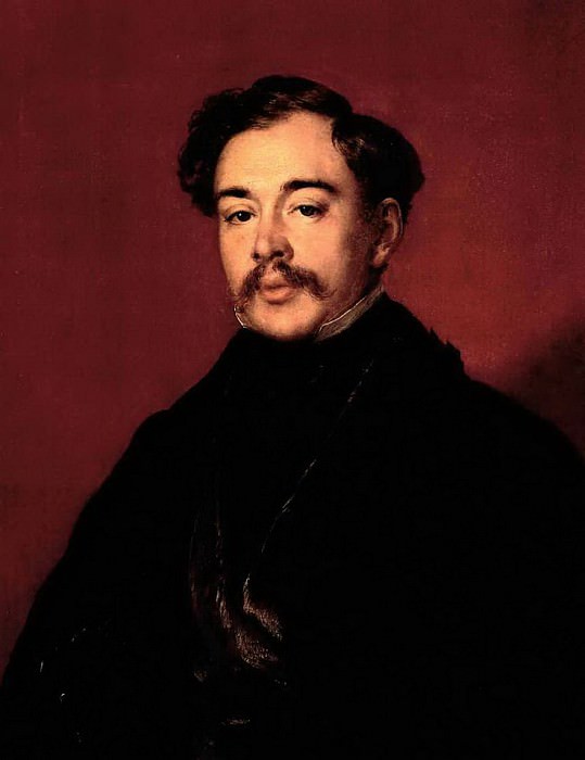 Portrait of an unknown person in a black coat , Vasily Tropinin