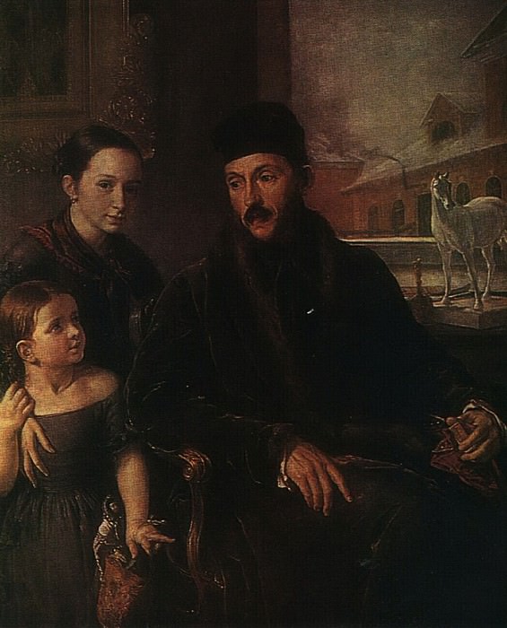 Portrait of D. P. Voeikov with his daughter and the Englishwoman Miss Forty, Vasily Tropinin