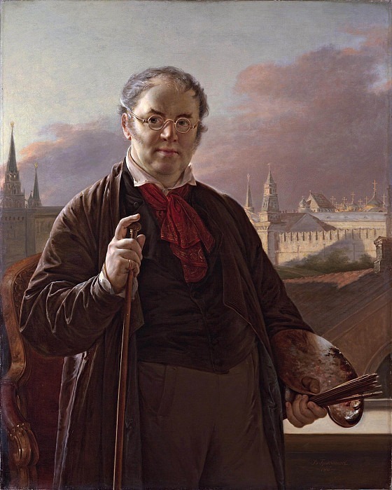 Автопортрет на фоне окна, с видом на Кремль, Василий Андреевич Тропинин